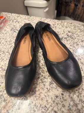 Josef Seibel Black Leather Slip-On Ballet Flats SIZE39 8 1/2